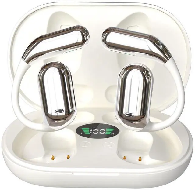 Alt view image 5 of 6 - Q16 OWS Earphones Chip Wireless Earbuds Wireless Headphones Stereo Wireless Earbuds with Mic AI Translation Earphones Light Grey