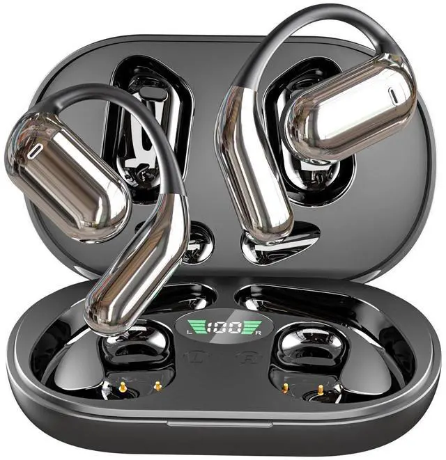 Alt view image 4 of 6 - Q16 OWS Earphones Chip Wireless Earbuds Wireless Headphones Stereo Wireless Earbuds with Mic AI Translation Earphones Light Grey