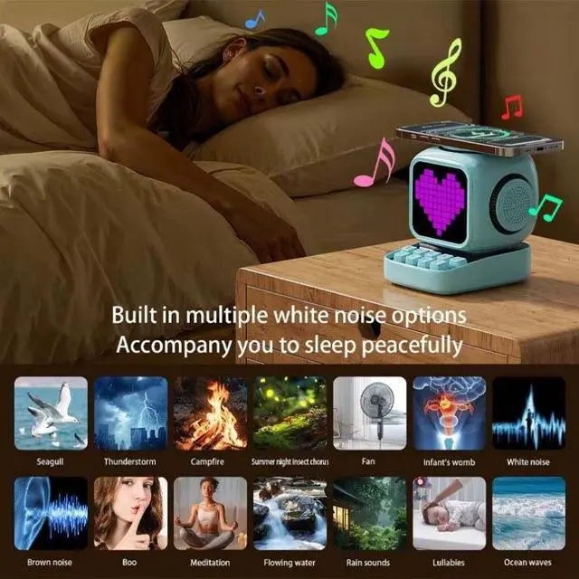 Alt view image 4 of 6 - Mini With New Wireless Smart BT Speaker Fast Charger Alarm Clocks Sound With AI Desk Table Gift Night