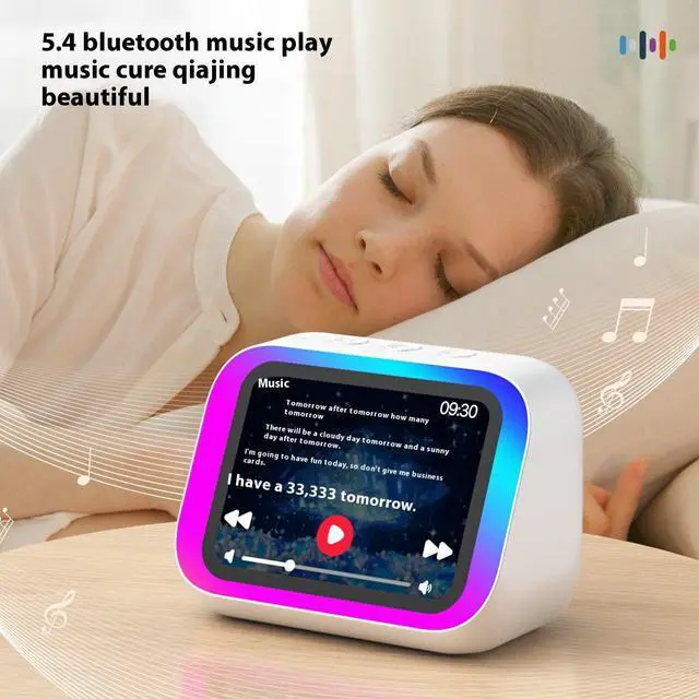 Alt view image 4 of 6 - Smart AI Speaker with Voice Control, LED Display & High-Quality Sound, Alarm Clock Function Speaker White