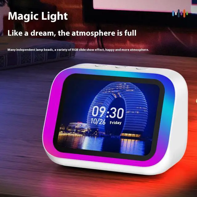Main image of Smart AI Speaker with Voice Control, LED Display & High-Quality Sound, Alarm Clock Function Speaker White