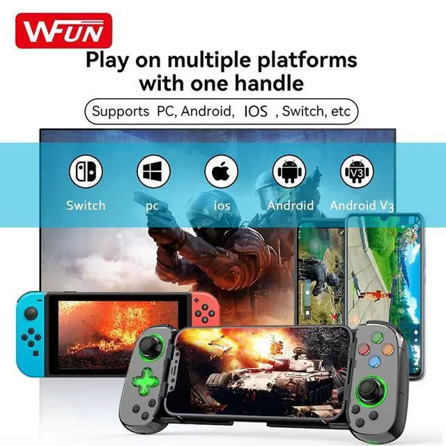 Alt view image 4 of 7 - Controller Gamepad D7 Wireless Stretching Gaming Gamepad Controller Mobile for Joystick Android IOS for Cloud Gaming green
