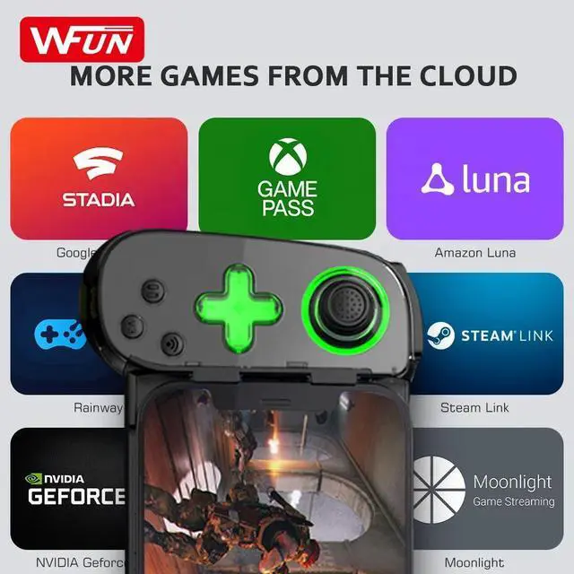 Alt view image 7 of 7 - Controller Gamepad D7 Wireless Stretching Gaming Gamepad Controller Mobile for Joystick Android IOS for Cloud Gaming green