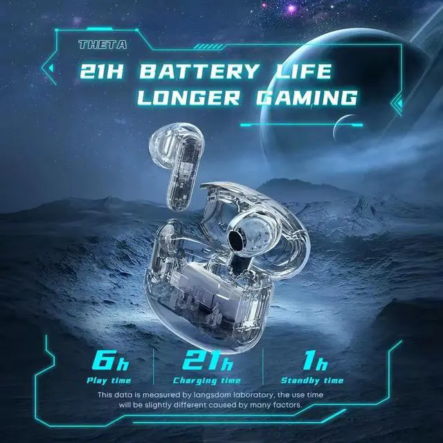 Alt view image 6 of 6 - Bluetooth 5.3 Earbuds Wireless Gaming Headphones Low Latency High Bass Stereo Sound IPX5 Waterproof LED Display Touch Control Beige