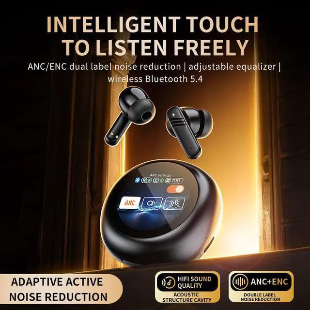 Alt view image 5 of 6 - LX30 Wireless Gaming Headset TWS Earbuds with ANC/ENC Wireless Charging Digital Display 5.4 Low Latency IPX4 Waterproof Black