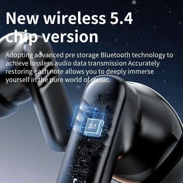 Alt view image 4 of 6 - LX30 Wireless Gaming Headset TWS Earbuds with ANC/ENC Wireless Charging Digital Display 5.4 Low Latency IPX4 Waterproof Black