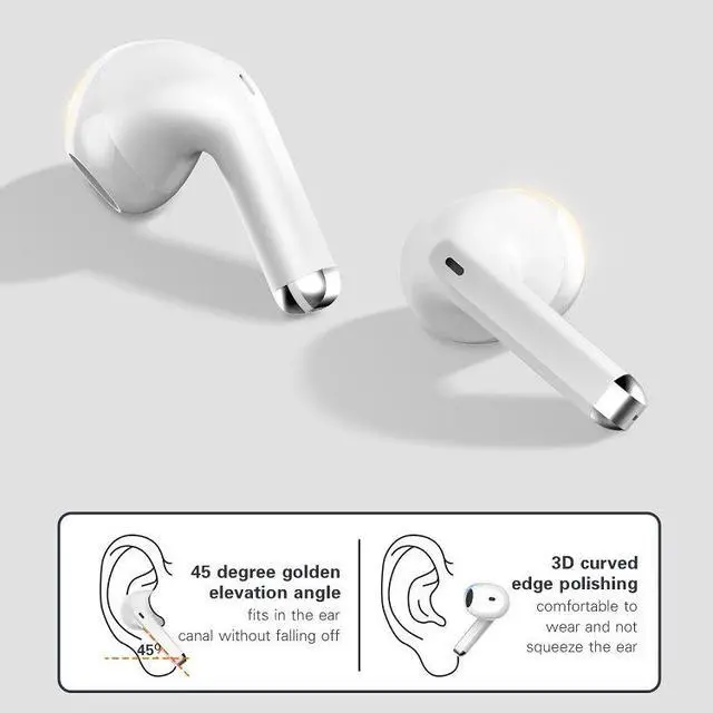 Alt view image 4 of 7 - T03 Wireless Earphone True Blue Tooth Gaming Headset Low Latency Music Touch Control Stereo Earbuds 5.3 TWS Mini Earphone White