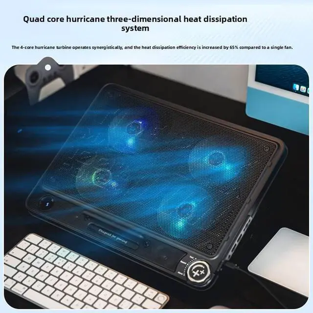 Alt view image 3 of 6 - Arrival Gaming Laptop Cooling Pad 12-17 Inch Led Screen 2900RPM Powerful Laptop Cooler Pad with Four Big Fan