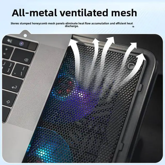 Alt view image 4 of 6 - Arrival Gaming Laptop Cooling Pad 12-17 Inch Led Screen 2900RPM Powerful Laptop Cooler Pad with Four Big Fan