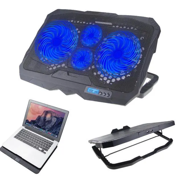 Alt view image 5 of 5 - Gaming Cooler Laptop Cooling Pad 4 Fans Foldable Portable Adjustable Height Speed Dual USB Ports