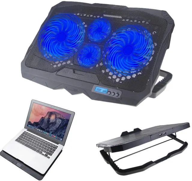 Alt view image 2 of 6 - Gaming Cooler Laptop Cooling Pad 4 Fans Foldable Portable Adjustable Height Speed Dual USB Ports Red