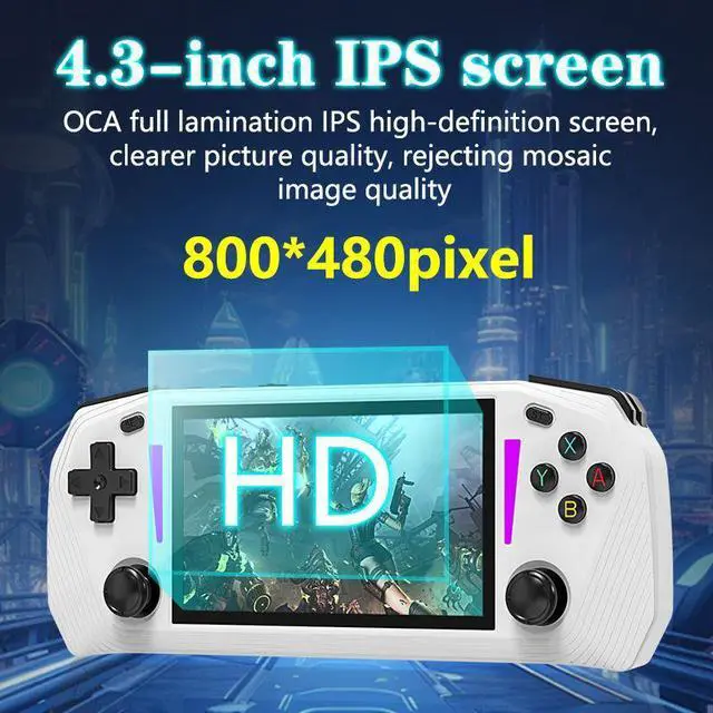 Alt view image 3 of 6 - G33 4.3'' IPS Screen Handheld Gaming Player 20+ Classic Emulators Support WIFI Online Portable Retro Video Handheld Game Console White 128GB