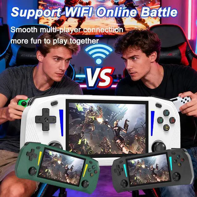 Alt view image 5 of 6 - G33 4.3'' IPS Screen Handheld Gaming Player 20+ Classic Emulators Support WIFI Online Portable Retro Video Handheld Game Console White 128GB