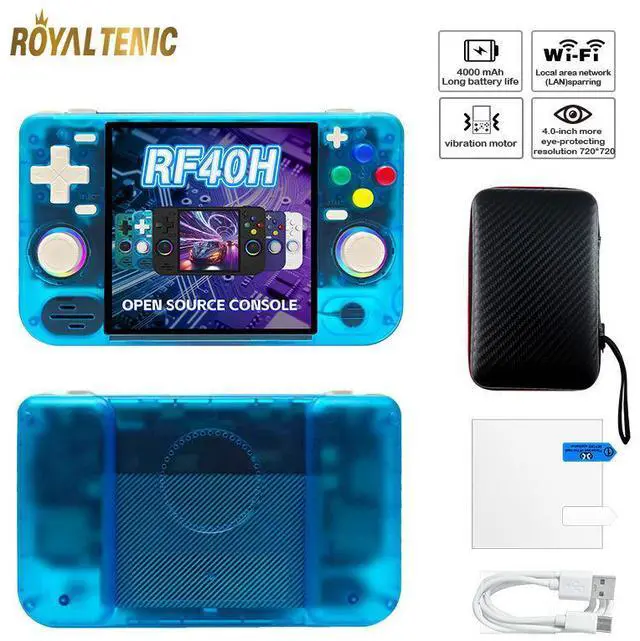Alt view image 6 of 6 - RF40H 4 Inch IPS Screen Handheld Gaming Player Pocket 30+ Classic Emulators WiFi Portable Retro Handheld Game Console Translucent Green 64GB