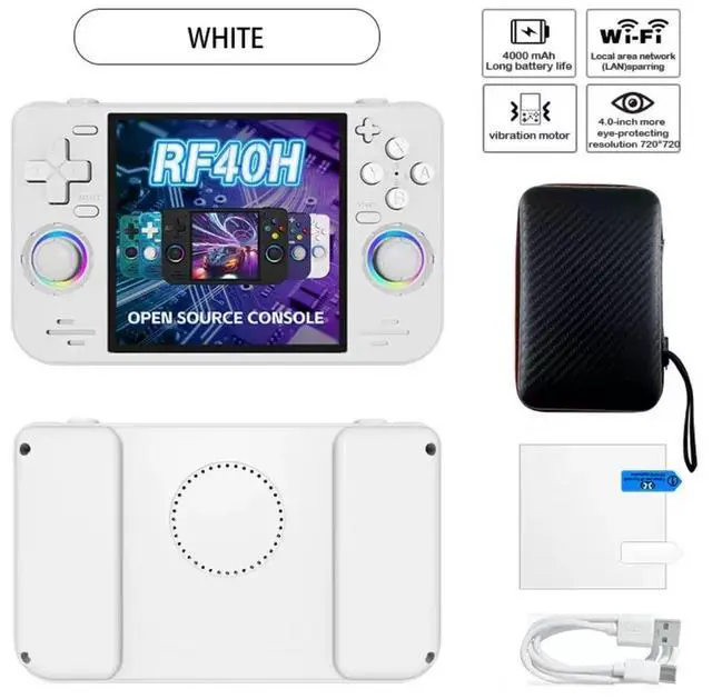 Main image of RF40H 4 Inch IPS Screen Handheld Gaming Player Pocket 30+ Classic Emulators WiFi Portable Retro Handheld Game Console White 128GB