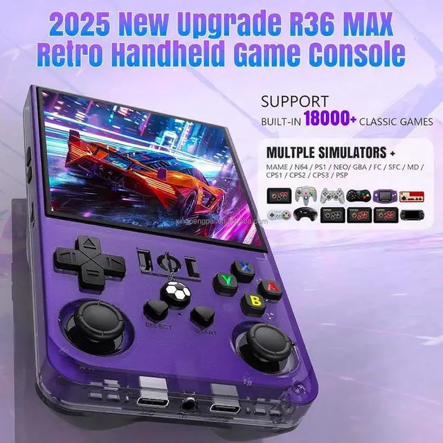 Alt view image 4 of 5 - R36 Max 128gb 720*720 Resolution Hand Held Arcade Gaming Console TV Classic Portable Handheld Retro Game Console White 128GB-30000+Games