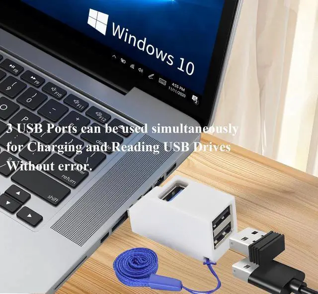 Alt view image 5 of 7 - USB 3.0 Hub Splitter 3-Port Portable USB Expander 1 Male to 2 USB2.0 A + 1 USB-3.0-A Female Charging&Data Transfer Adapters for Laptop,Mice,Car,Mac Pro,iMac,MacBook and More.(2Pack/White)