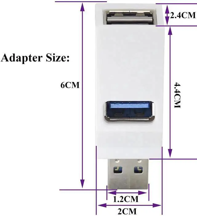 Alt view image 2 of 7 - USB 3.0 Hub Splitter 3-Port Portable USB Expander 1 Male to 2 USB2.0 A + 1 USB-3.0-A Female Charging&Data Transfer Adapters for Laptop,Mice,Car,Mac Pro,iMac,MacBook and More.(2Pack/White)