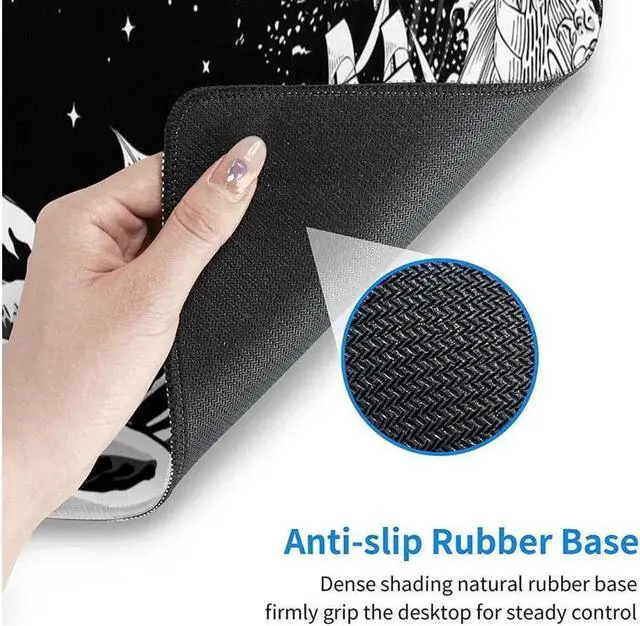 Alt view image 6 of 7 - Black and White Waves Sea Dragon Gaming Mouse Pad XL, Extended Large Mouse Mat Desk Pad, Stitched Edges Mousepad, Long Non-Slip Rubber Base Mice Pad, 31.5 X 11.8 Inch