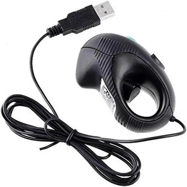 Alt view image 2 of 3 - Portable Mini Finger Hand Held 4D USB Wired Trackball Mouse for Laptop Mac Window Computer Fits Left and Right Handed Users -Black