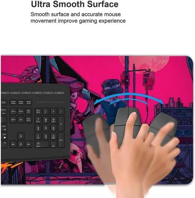 Alt view image 4 of 5 - Kawaii Anime Neon Genesis Evangelion Mouse Pad 11.8x31.5 in Multipurpose Waterproof Mousepad Desk Mat for Gamer Office Home, Black