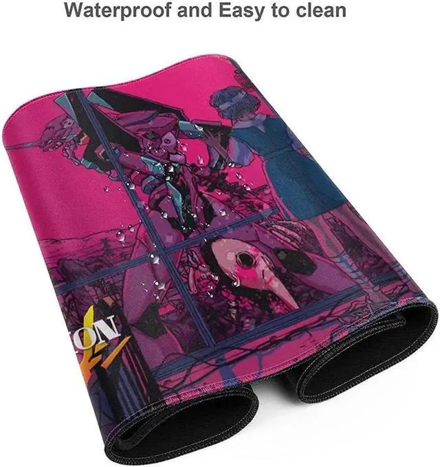 Alt view image 3 of 5 - Kawaii Anime Neon Genesis Evangelion Mouse Pad 11.8x31.5 in Multipurpose Waterproof Mousepad Desk Mat for Gamer Office Home, Black