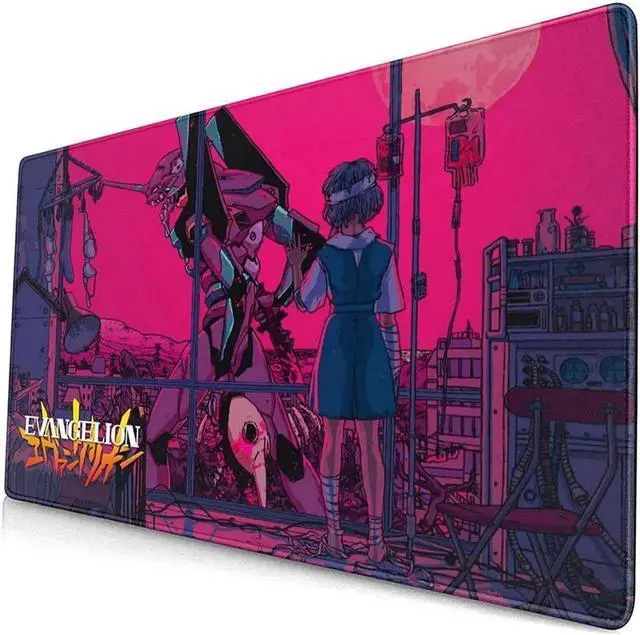 Main image of Kawaii Anime Neon Genesis Evangelion Mouse Pad 11.8x31.5 in Multipurpose Waterproof Mousepad Desk Mat for Gamer Office Home, Black