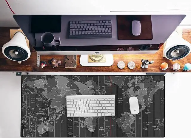 Alt view image 6 of 6 - Large Gaming Mouse Pad with Stitched Edges, Extended Mousepad with Superior Micro-Weave Cloth, Non-Slip Base, Water Resist Keyboard Pad, Desk Mat for Gamer, Office & Home, 31.5x11.8in World Map