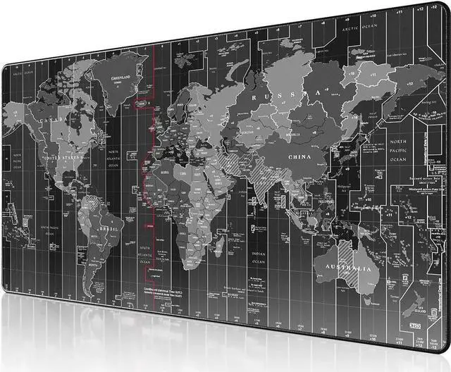Main image of Large Gaming Mouse Pad with Stitched Edges, Extended Mousepad with Superior Micro-Weave Cloth, Non-Slip Base, Water Resist Keyboard Pad, Desk Mat for Gamer, Office & Home, 31.5x11.8in World Map