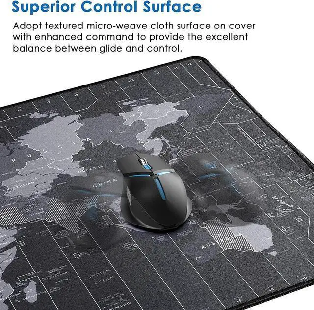 Alt view image 2 of 6 - Large Gaming Mouse Pad with Stitched Edges, Extended Mousepad with Superior Micro-Weave Cloth, Non-Slip Base, Water Resist Keyboard Pad, Desk Mat for Gamer, Office & Home, 31.5x11.8in World Map