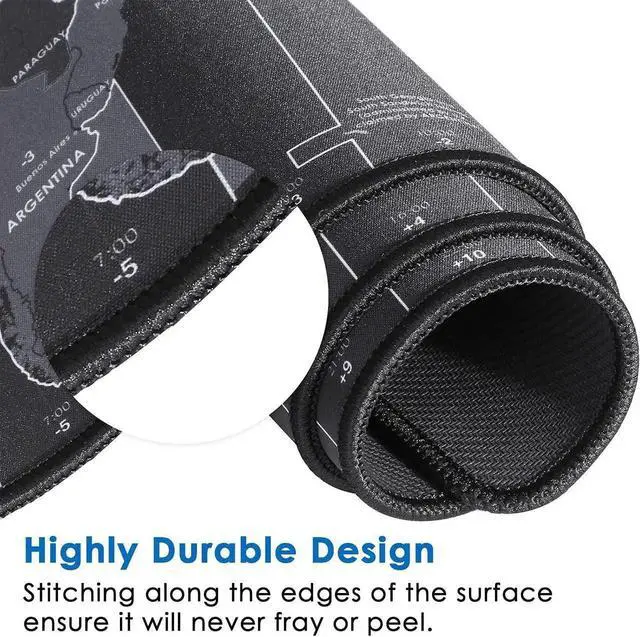 Alt view image 3 of 6 - Large Gaming Mouse Pad with Stitched Edges, Extended Mousepad with Superior Micro-Weave Cloth, Non-Slip Base, Water Resist Keyboard Pad, Desk Mat for Gamer, Office & Home, 31.5x11.8in World Map