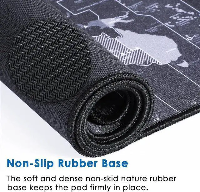 Alt view image 4 of 6 - Large Gaming Mouse Pad with Stitched Edges, Extended Mousepad with Superior Micro-Weave Cloth, Non-Slip Base, Water Resist Keyboard Pad, Desk Mat for Gamer, Office & Home, 31.5x11.8in World Map