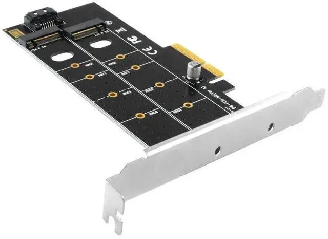 Alt view image 3 of 5 - Dual M.2 PCIe Adapter, M.2 NVME SSD (M Key) or M.2 SATA SSD (B Key) 22110 2280 2260 2242 2230 to PCI-e 3.0 x4 Host Controller Expansion Card with Low Profile Bracket for PC Desktop