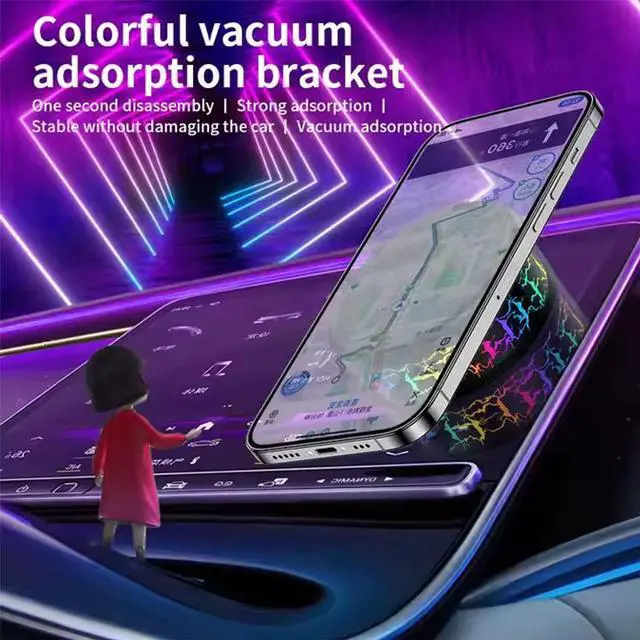 Alt view image 5 of 6 - Universal Stable Magnetic Electric Vacuum Adsorption Suction Vacuum Mobile Phone Mount Colorful Car Phone Holder for Car