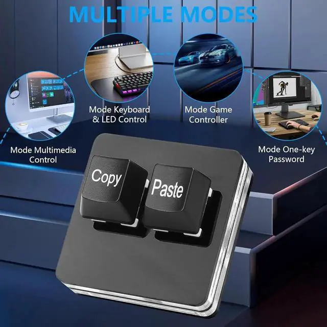 Alt view image 5 of 7 - USB Mini 2 Key Keypad 2-Key Copy Paste Keyboard OSU Keypad HotSwap One Handed Mechanical Gaming Keyboard with USB Cable for Accounting Working or Rhythm Games