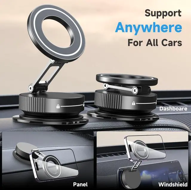 Alt view image 3 of 5 - Folding Magnetic Phone Mobile Holder Mount Windshield Dashboard Home Car Use Holder Strong Magnets for Cell Phones
