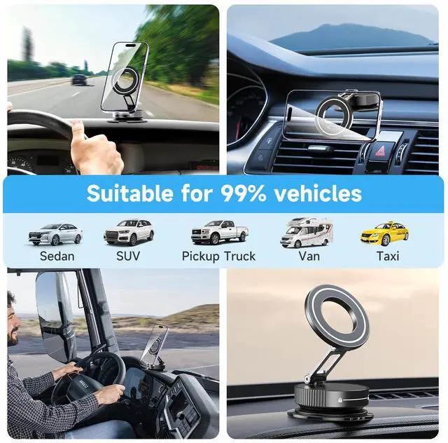 Alt view image 2 of 5 - Folding Magnetic Phone Mobile Holder Mount Windshield Dashboard Home Car Use Holder Strong Magnets for Cell Phones