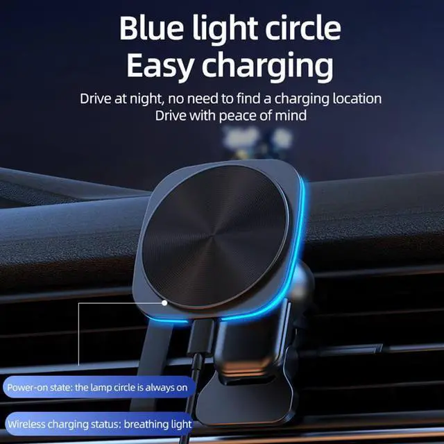 Alt view image 4 of 6 - In-Car Mount Bracket Wireless Charging Magnetic Car Charger Phone Holder for iPhone for Samsung Android Phones