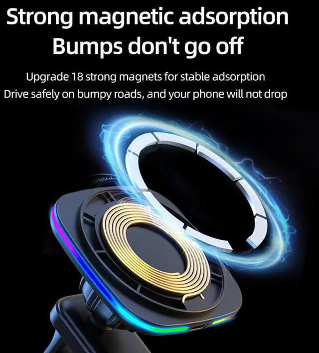 Alt view image 3 of 6 - In-Car Mount Bracket Wireless Charging Magnetic Car Charger Phone Holder for iPhone for Samsung Android Phones