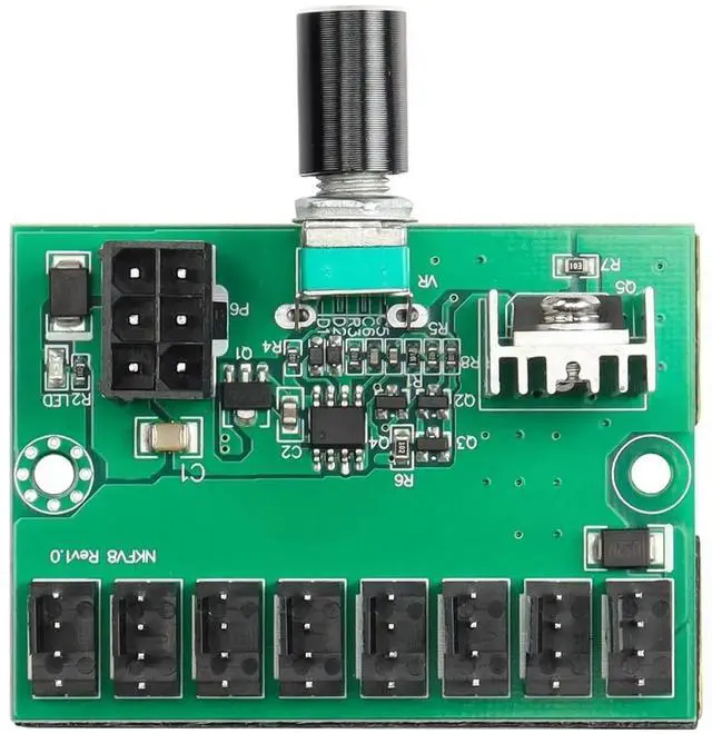 Alt view image 7 of 7 - Chassis Fan Pressure Regulating Governor, 2 Pin 3 Pin 4 Pin Fan Adapter PWM PC Chassis Cooling Fan Hub,8 Way Splitter 12V Speed Controller with 6 Pin Power Port(8 Way