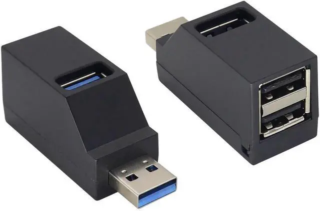 Main image of 3-Port USB- A 3.0 Hub USB 3.0 A Male to 1 USB-3.0-A and 2 USB2.0 A Female Ports Splitter Adapter for Laptop, Car, Keyboard, Mobile Hard Disk, U Disk, Camera, Mouse, etc(2 Pack/Black)