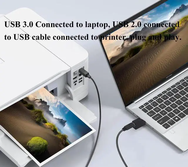 Alt view image 4 of 7 - 3-Port USB- A 3.0 Hub USB 3.0 A Male to 1 USB-3.0-A and 2 USB2.0 A Female Ports Splitter Adapter for Laptop, Car, Keyboard, Mobile Hard Disk, U Disk, Camera, Mouse, etc(2 Pack/Black)