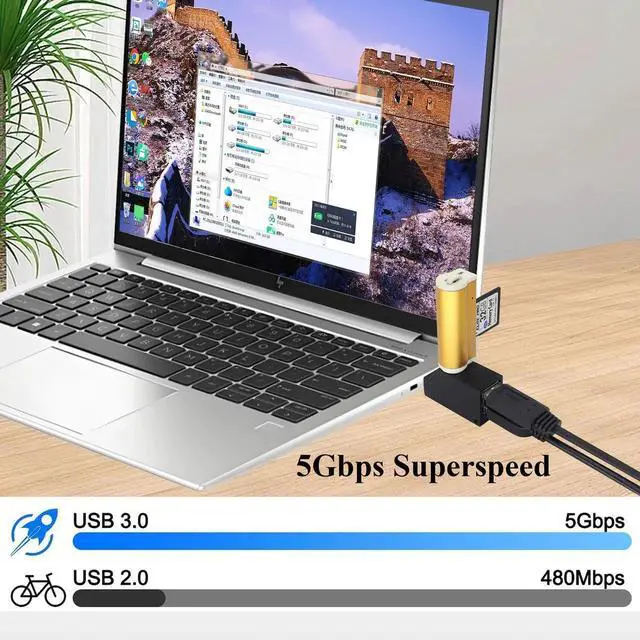 Alt view image 7 of 7 - 3-Port USB- A 3.0 Hub USB 3.0 A Male to 1 USB-3.0-A and 2 USB2.0 A Female Ports Splitter Adapter for Laptop, Car, Keyboard, Mobile Hard Disk, U Disk, Camera, Mouse, etc(2 Pack/Black)