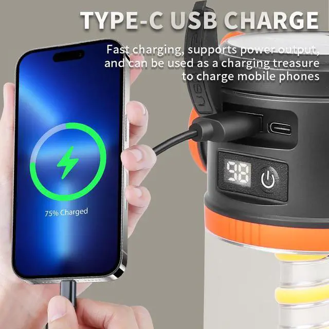 Alt view image 5 of 6 - Camping Lantern Waterproof Outdoor Landscape Light Solar Rechargeable Lighting Tent Lamp Multi-source Lantern