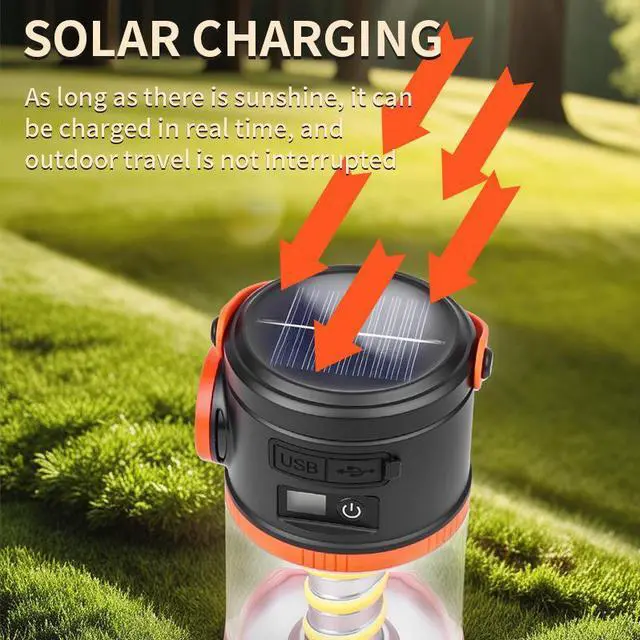 Alt view image 3 of 6 - Camping Lantern Waterproof Outdoor Landscape Light Solar Rechargeable Lighting Tent Lamp Multi-source Lantern