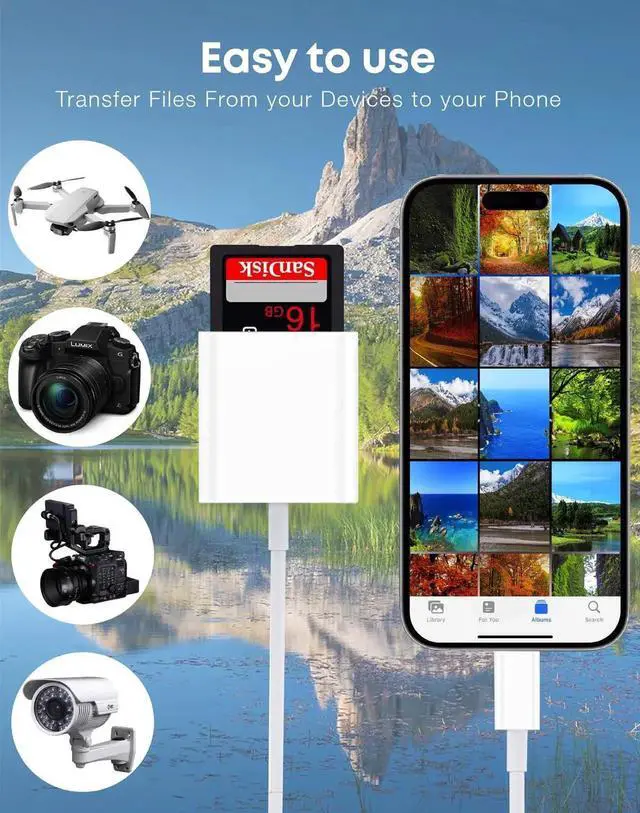 Alt view image 6 of 7 - USB C to SD Card Reader Adapter for iPhone15 and Above, Typc C SD Memroy Card Reader for Mac/iPhone/iPad/Samsung Galaxy S22/21/20/10, Google Pixel, Camera and More