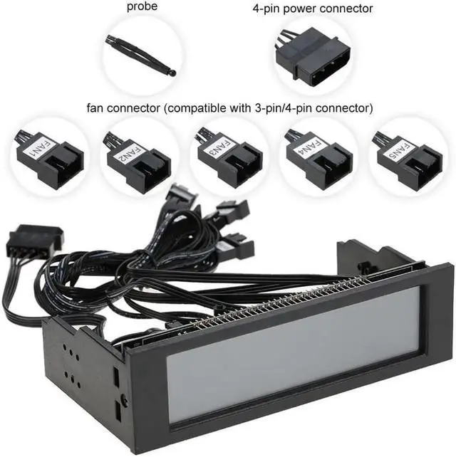 Alt view image 2 of 6 - 5.25" 5 Channel Touchscreen Fan Controller Temperature Monitor Automatic Speed Control Cooler LCD Front Panel