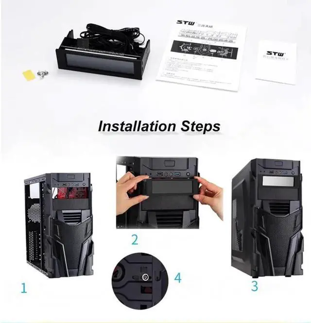 Alt view image 6 of 6 - 5.25" 5 Channel Touchscreen Fan Controller Temperature Monitor Automatic Speed Control Cooler LCD Front Panel