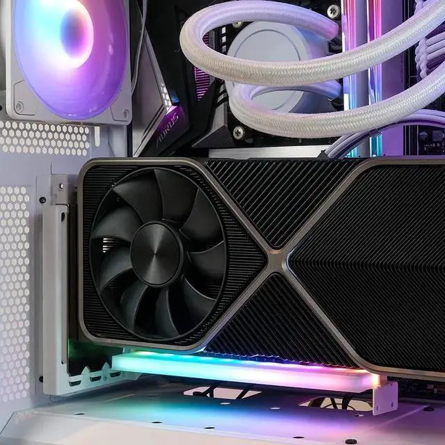 Alt view image 4 of 5 - Vertical PCIe 4.0 GPU Mount Bracket Graphic Card Holder with 5V 3 Pin ARGB LED Module, Video Card VGA Support Kit with PCIe 4.0 X16 Gen4 17cm/6.69in Riser Cable 90 Degree Right Angle- Black