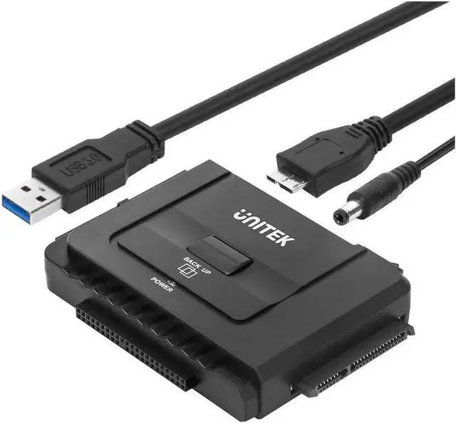 Main image of USB 3.0 to IDE & SATA Converter External Hard Drive Adapter Kit for Universal 2.5/3.5 HDD/SSD Hard Drive Disk, One Touch Backup Function and Restore Software, Included 12V/2A Power Adapter